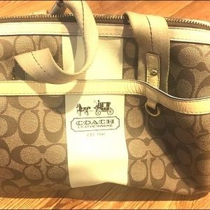 Coach Signature Zip Top Tote SHOPPER Handbag Khaki